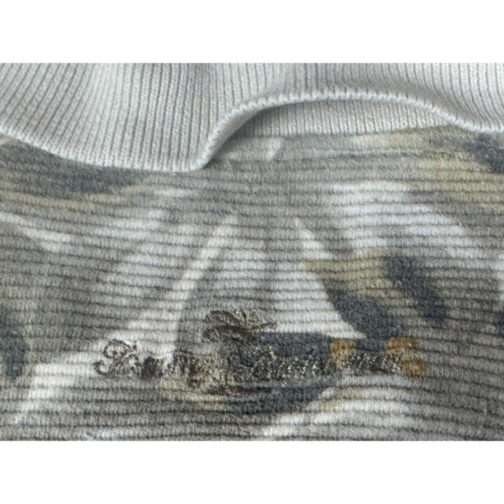 Tommy Bahama Mens Ribbed Cotton Tropical Floral‎ Polo Shirt Beige Gray Medium - Picture 6 of 9